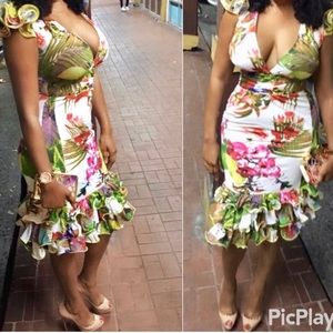 Pleaded tropical dress
